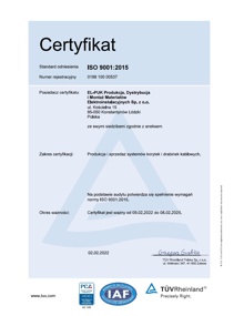 Certyfikat ISO 9001:2015 PL